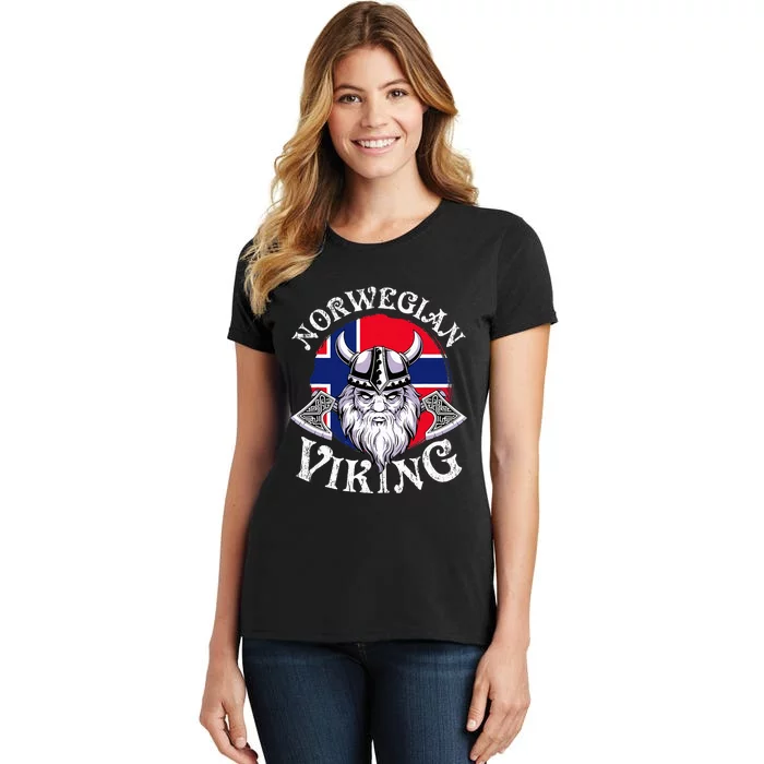 Cool Norwegian Viking Funny Norway Flag Vikings Women's T-Shirt