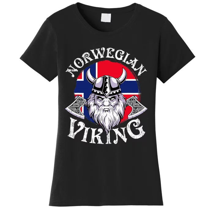 Cool Norwegian Viking Funny Norway Flag Vikings Women's T-Shirt