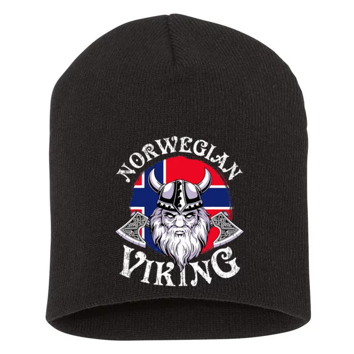 Cool Norwegian Viking Funny Norway Flag Vikings Short Acrylic Beanie