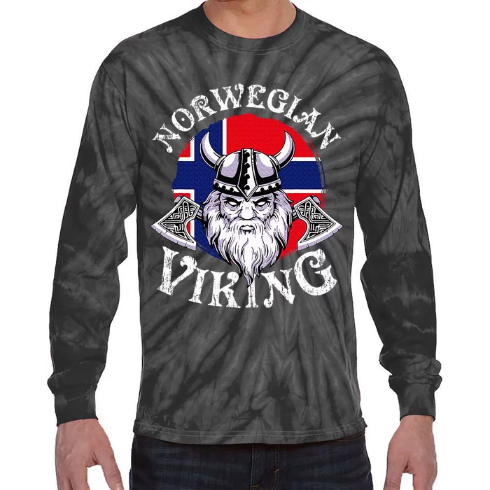 Cool Norwegian Viking Funny Norway Flag Vikings Lover Gift Tie-Dye Long Sleeve Shirt