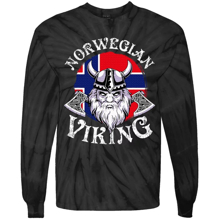 Cool Norwegian Viking Funny Norway Flag Vikings Lover Gift Tie-Dye Long Sleeve Shirt