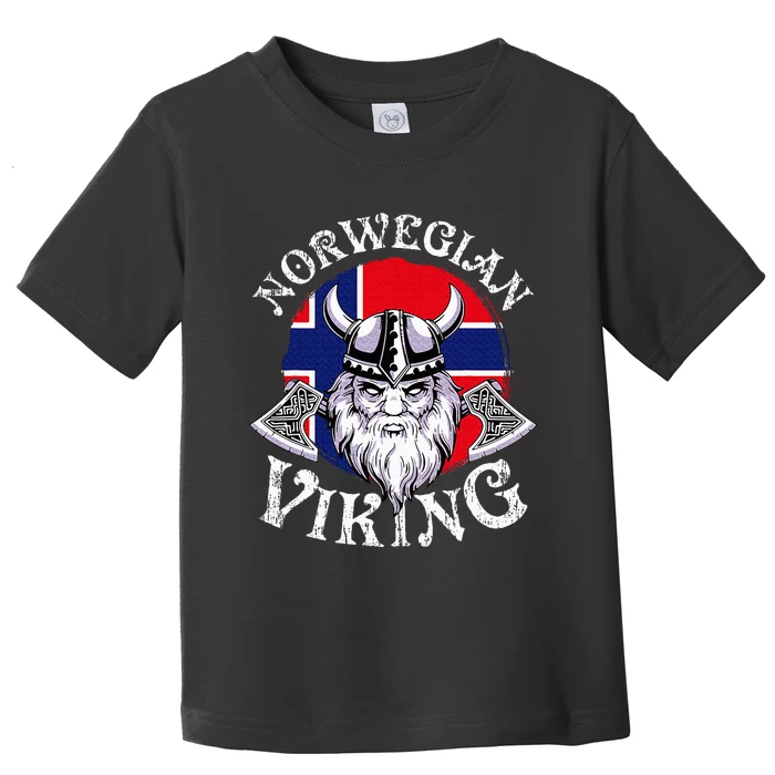 Cool Norwegian Viking Funny Norway Flag Vikings Lover Gift Toddler T-Shirt