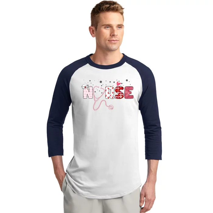 Cute Nurse Valentines Day Gift Baseball Sleeve Shirt