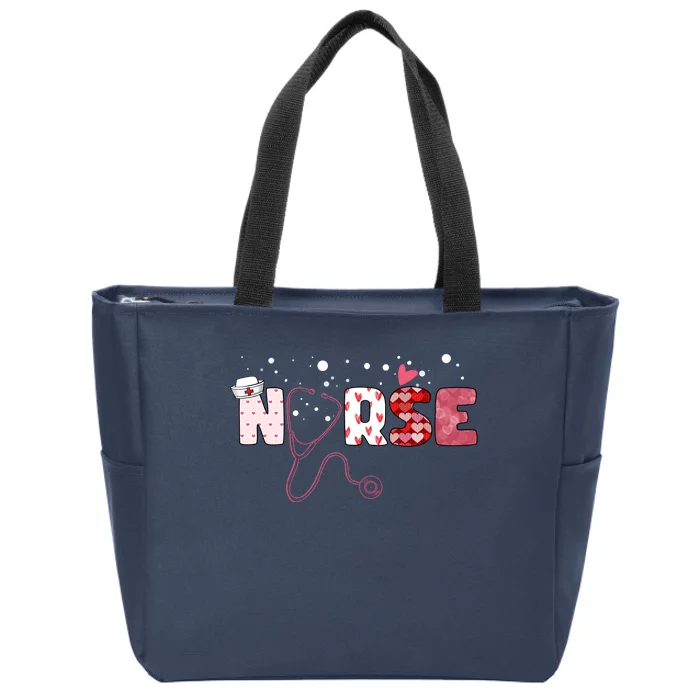 Cute Nurse Valentines Day Gift Zip Tote Bag