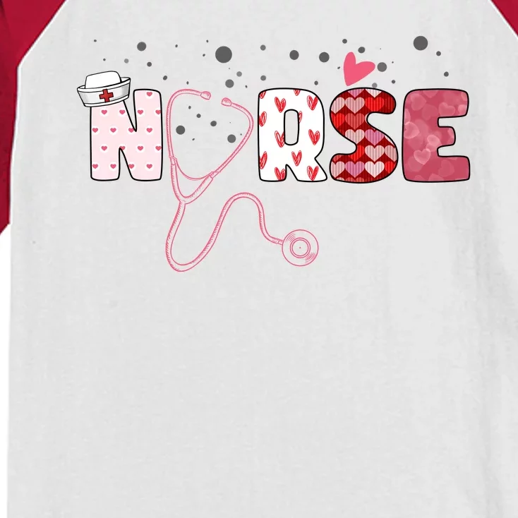 Cute Nurse Valentines Day Gift Kids Colorblock Raglan Jersey