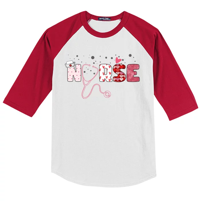 Cute Nurse Valentines Day Gift Kids Colorblock Raglan Jersey