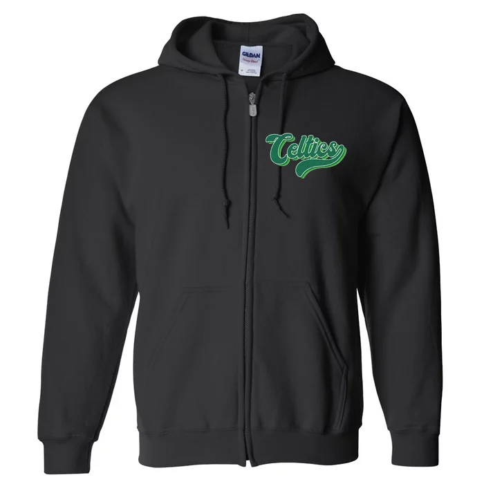 Celtics Name Vintage Retro Full Zip Hoodie