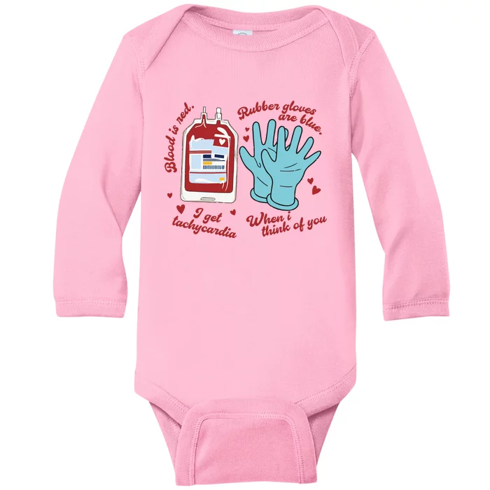 Cute Nurse Valentines Day Baby Long Sleeve Bodysuit