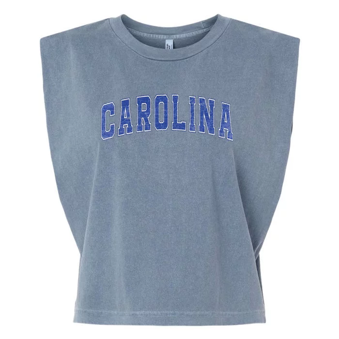 Carolina Nc Vintage Sports Blue Retro Varsity Text Garment-Dyed Women's Muscle Tee