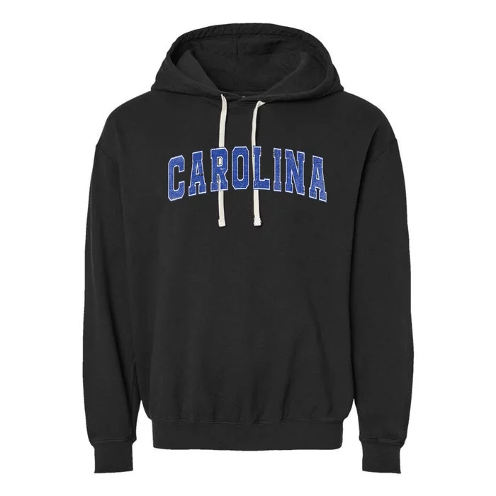 Carolina Nc Vintage Sports Blue Retro Varsity Text Garment-Dyed Fleece Hoodie