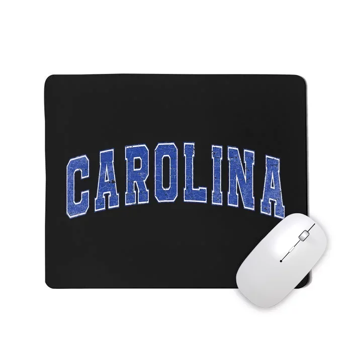 Carolina Nc Vintage Sports Blue Retro Varsity Text Mousepad