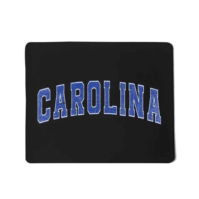 Carolina Nc Vintage Sports Blue Retro Varsity Text Mousepad