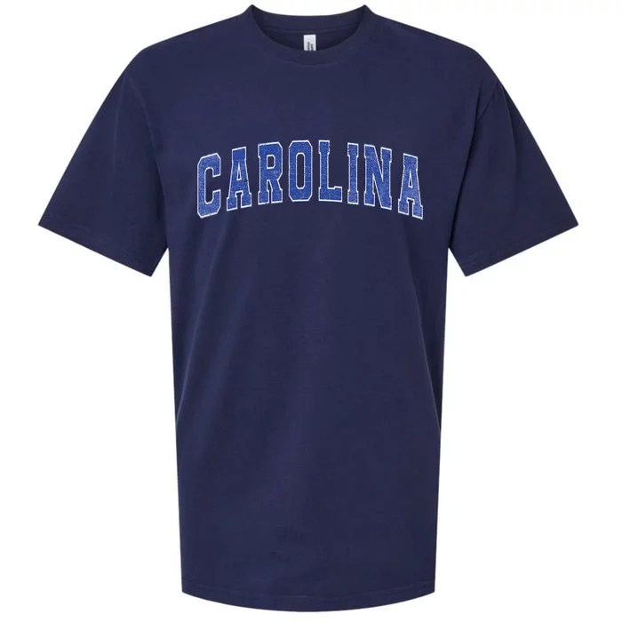 Carolina Nc Vintage Sports Blue Retro Varsity Text Sueded Cloud Jersey T-Shirt