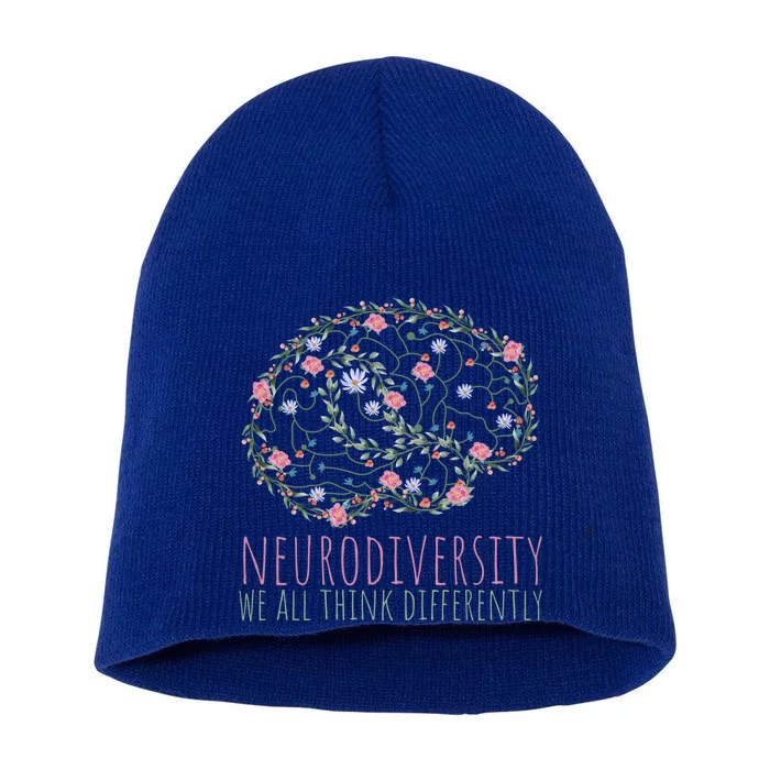 Celebrate Neurodiversity We All Think Differently Cute Gift Short Acrylic Beanie