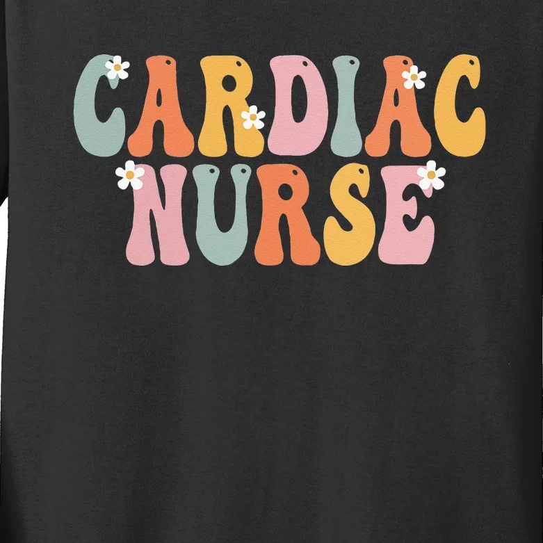 Cardiac Nurse Week Groovy Appreciation Day For Women Work Kids Long Sleeve Shirt