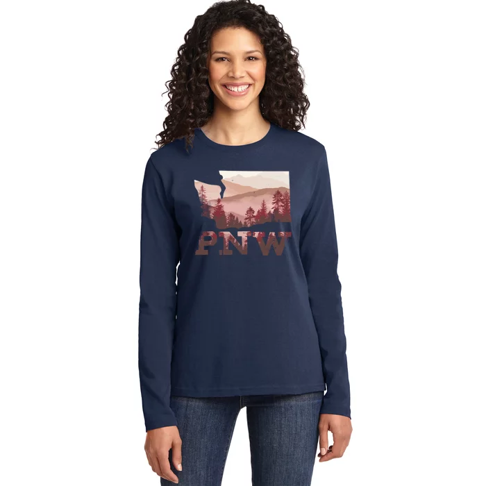 Cute North West Pnw Pacific Northwest Gift Ladies Long Sleeve Shirt