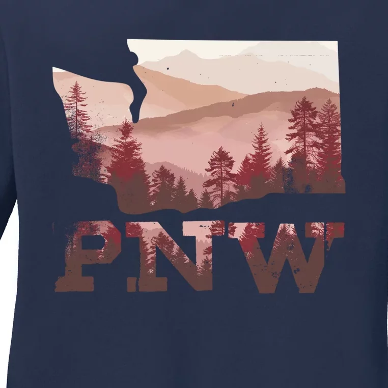 Cute North West Pnw Pacific Northwest Gift Ladies Long Sleeve Shirt