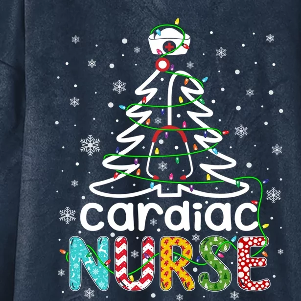 Cardiac Nurse Xmas Tree Funny Nursing Christmas Pattern Cute Gift Hooded Wearable Blanket