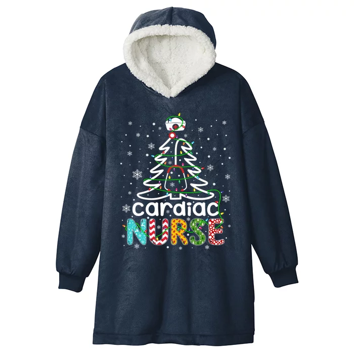 Cardiac Nurse Xmas Tree Funny Nursing Christmas Pattern Cute Gift Hooded Wearable Blanket