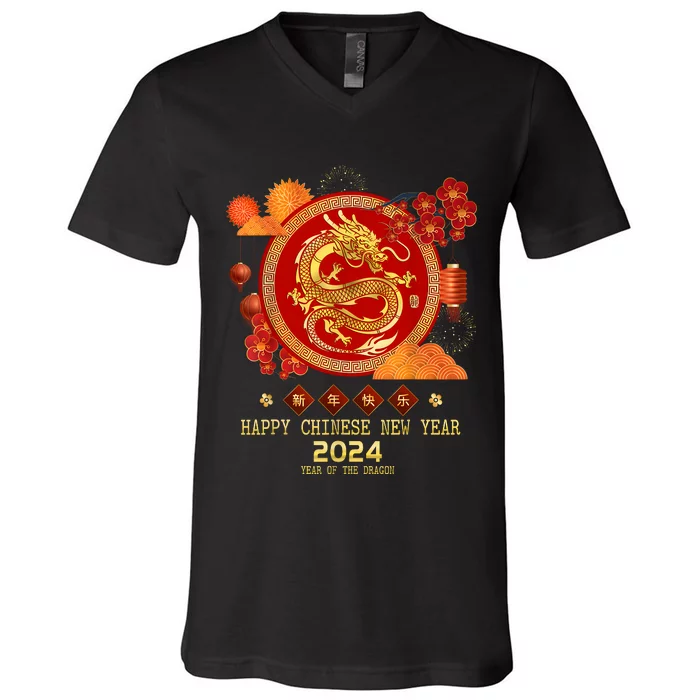 Chinese New Year 2024 Happy New Year 2024 Year Of The Dragon V-Neck T ...