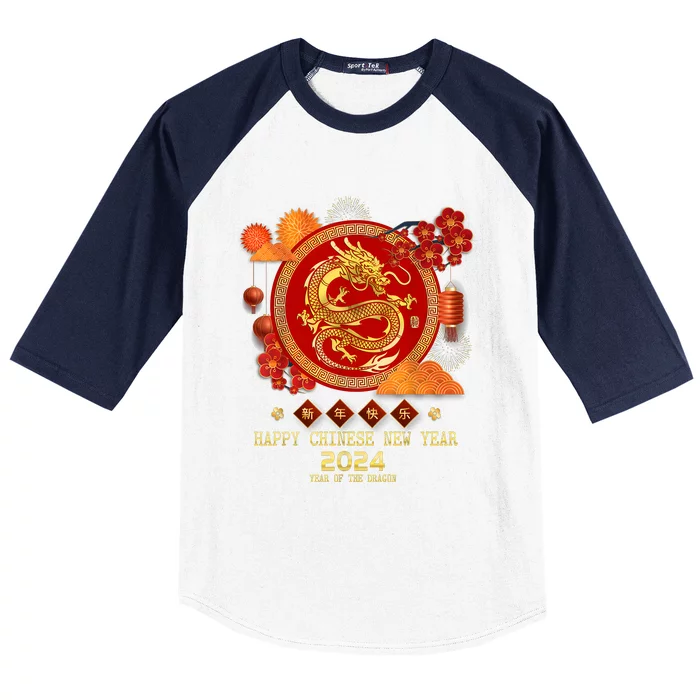 Chinese New Year 2024 Happy New Year 2024 Year Of The Dragon Baseball Sleeve Shirt