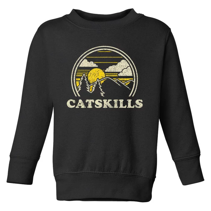 Catskills New York Ny Vintage Hiking Mountains Toddler Sweatshirt