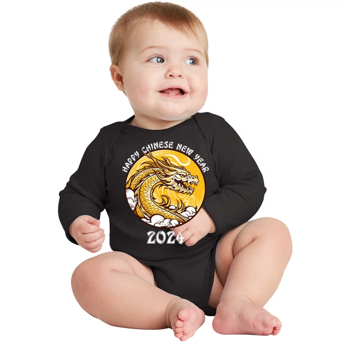 Chinese New Year 2024 Year Of The Dragon Happy New Year 2024 Chinese Lunar Baby Long Sleeve Bodysuit