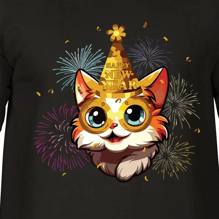 Cat New Years Eve Party Happy New Year 2024 Fireworks Comfort Colors T-Shirt