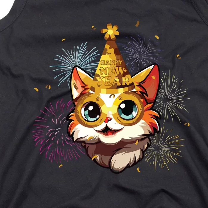 Cat New Years Eve Party Happy New Year 2024 Fireworks Tank Top