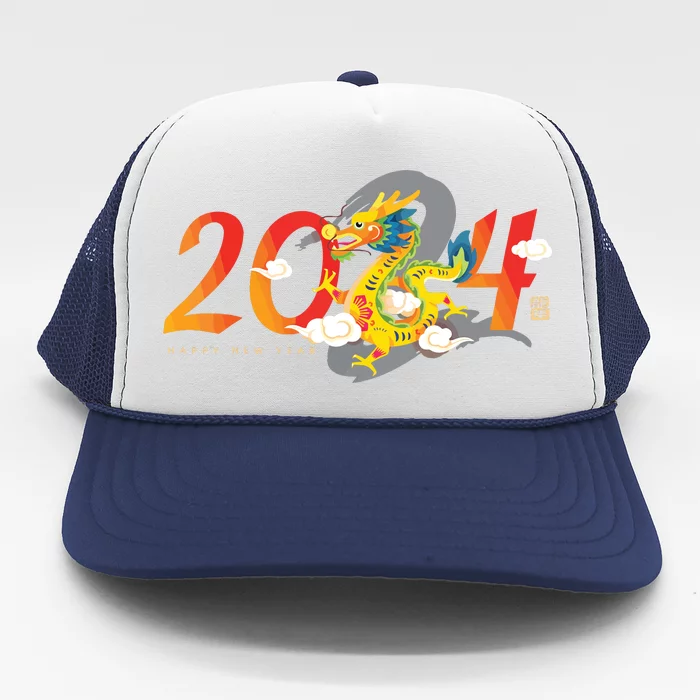 Chinese New Year 2024 Year Of The Dragon Lunar New Year 2024 Trucker Hat