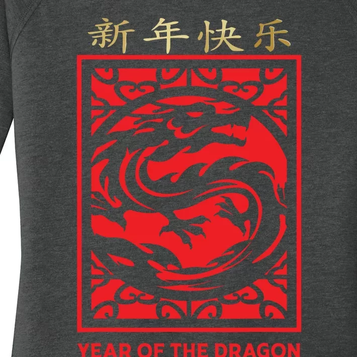 Chinese New Year 2024 Year Of The Dragon Lunar New Year 2024 Women's Perfect Tri Tunic Long Sleeve Shirt