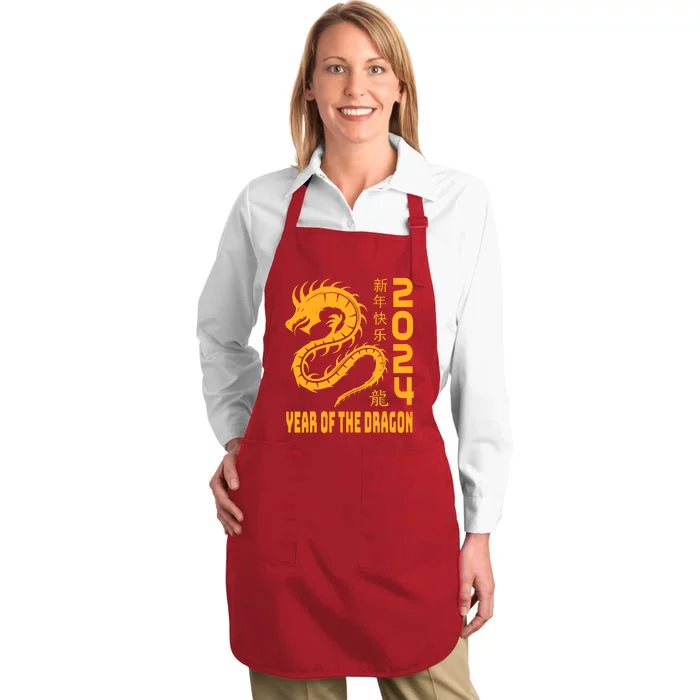 Chinese New Year 2024 Design Year Of The Dragon 2024 Full-Length Apron With Pocket