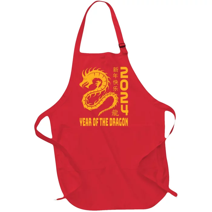 Chinese New Year 2024 Design Year Of The Dragon 2024 Full-Length Apron With Pocket