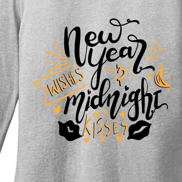 Cute New Year Wishes Midnight New Years Party Design Gift Womens CVC Long Sleeve Shirt