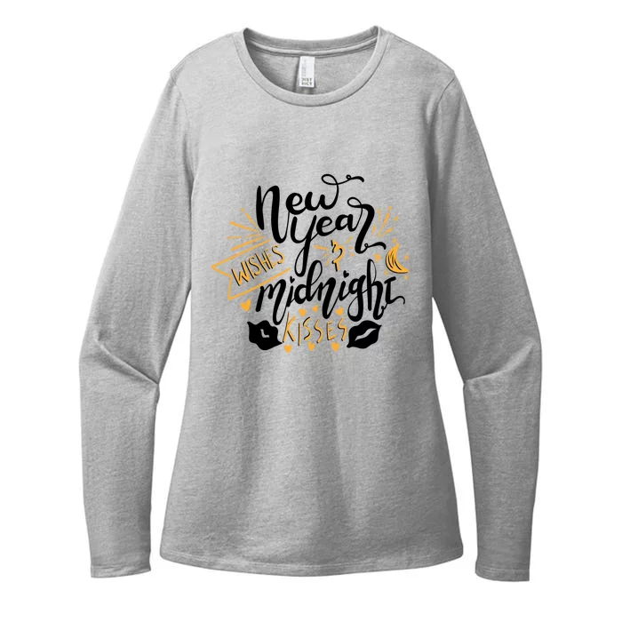 Cute New Year Wishes Midnight New Years Party Design Gift Womens CVC Long Sleeve Shirt