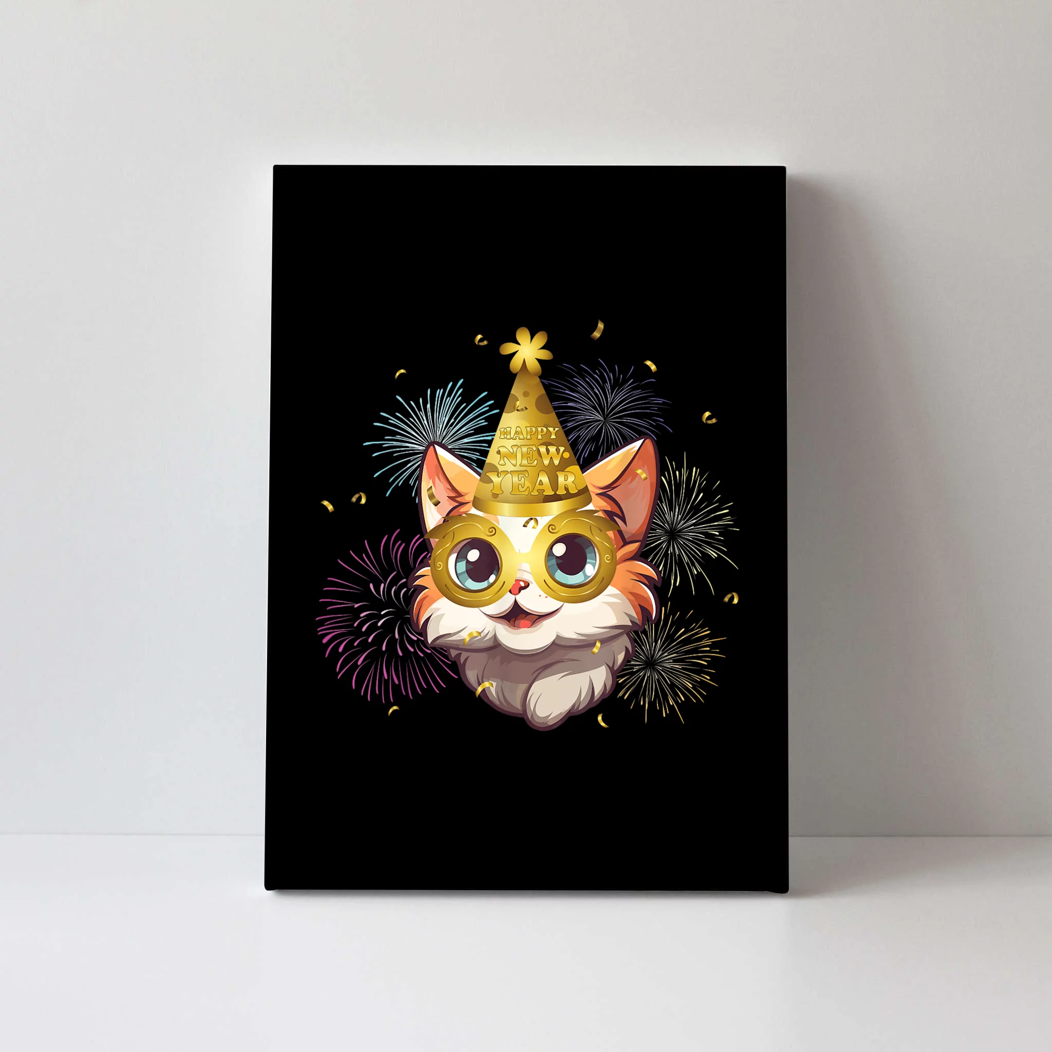 Cat New YearS Eve Party Happy New Year 2024 Fireworks Canvas   Cny2206542 Cat New Years Eve Party Happy New Year 2024 Fireworks  Black Canv Garment.webp