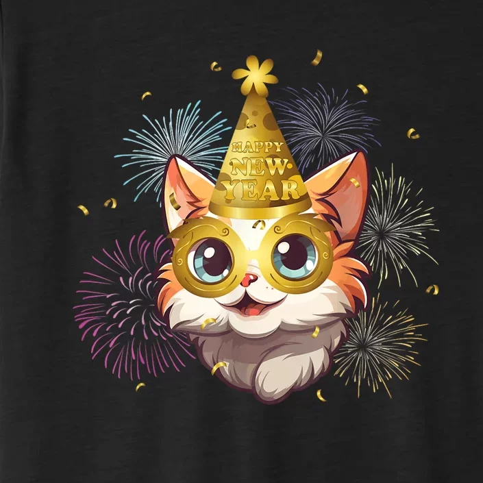 Cat New YearS Eve Party Happy New Year 2024 Fireworks ChromaSoft Performance T-Shirt