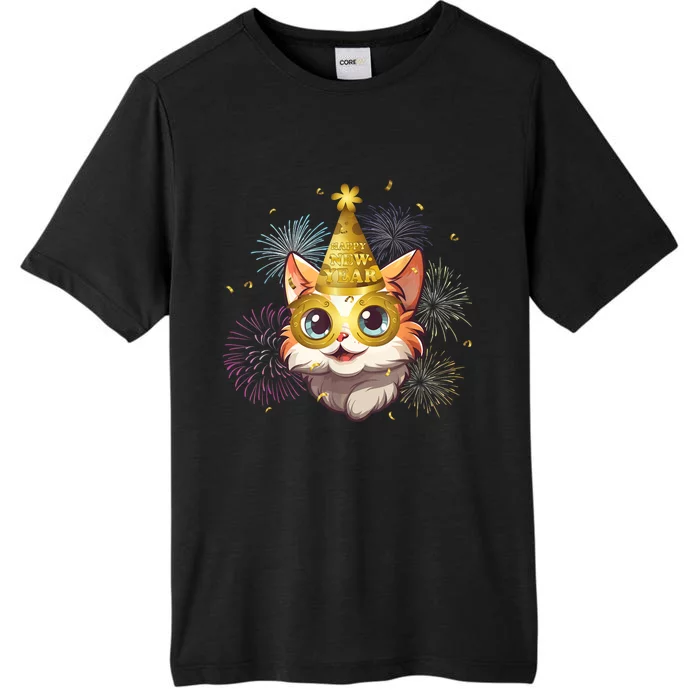 Cat New YearS Eve Party Happy New Year 2024 Fireworks ChromaSoft Performance T-Shirt