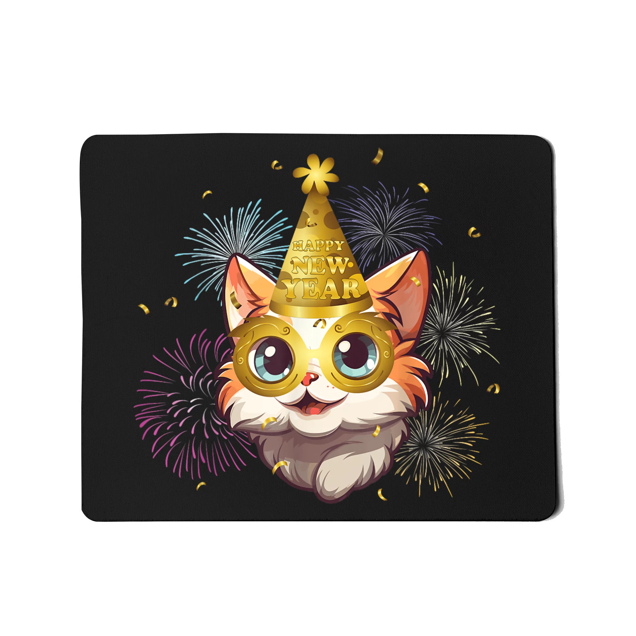 Cat New YearS Eve Party Happy New Year 2024 Fireworks Mousepad   Cny2206542 Cat New Years Eve Party Happy New Year 2024 Fireworks  Black Msp Garment.webp