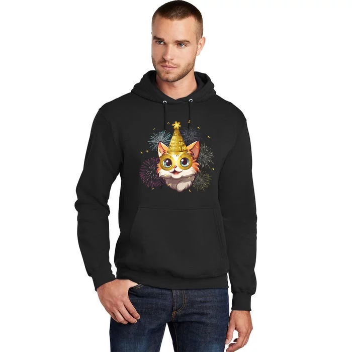 Cat New YearS Eve Party Happy New Year 2024 Fireworks Tall Hoodie