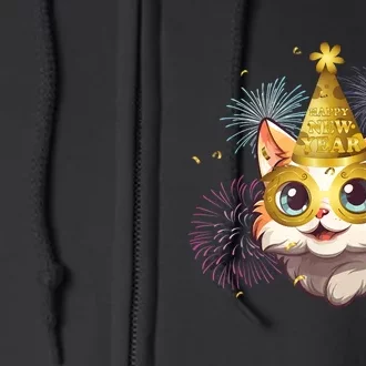 Cat New YearS Eve Party Happy New Year 2024 Fireworks Full Zip Hoodie