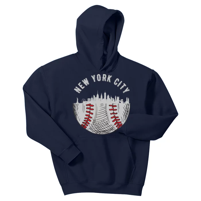 Cool New York City NY Skyline Baseball Fan City Downtown Kids Hoodie