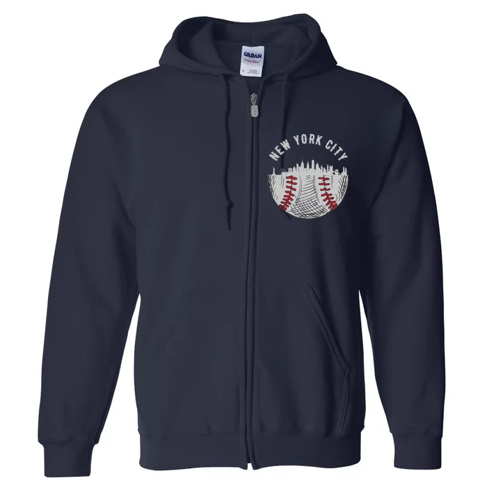 Cool New York City NY Skyline Baseball Fan City Downtown Full Zip Hoodie