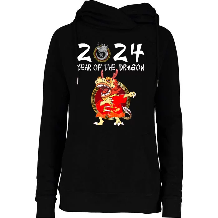 Chinese New Year 2024 Year Of The Dragon Happy New Year 2024 Womens Funnel Neck Pullover Hood