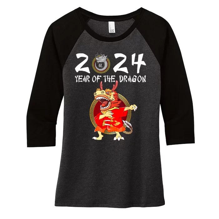 Chinese New Year 2024 Year Of The Dragon Happy New Year 2024 Women's Tri-Blend 3/4-Sleeve Raglan Shirt