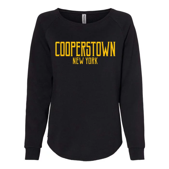 Cooperstown New York Vintage Text Amber Print Womens California Wash Sweatshirt