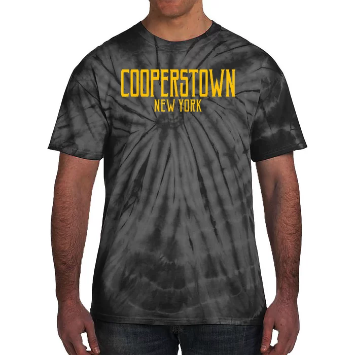 Cooperstown New York Vintage Text Amber Print Tie-Dye T-Shirt