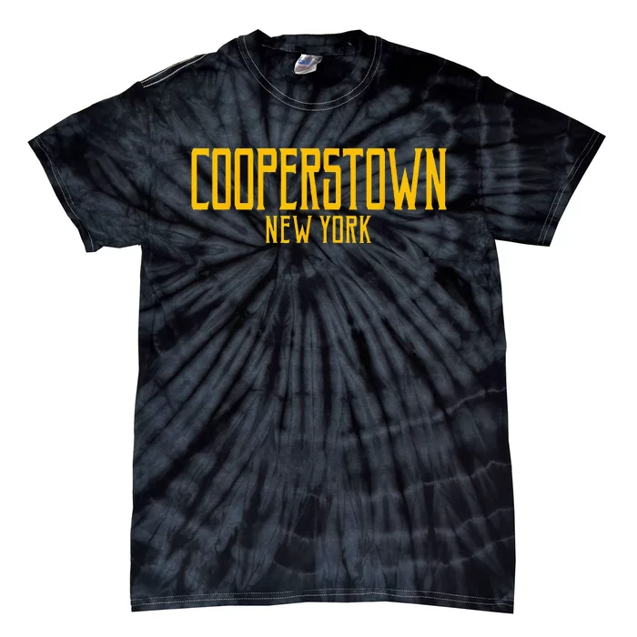 Cooperstown New York Vintage Text Amber Print Tie-Dye T-Shirt