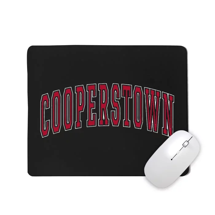 Cooperstown New York Souvenir College Style Red Text Mousepad