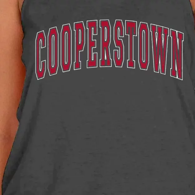 Cooperstown New York Souvenir College Style Red Text Women's Knotted Racerback Tank